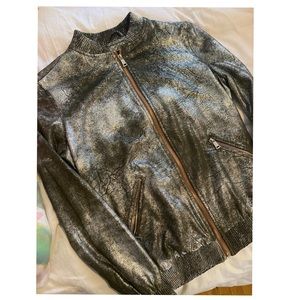 Leather bomber jacket